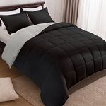 Basic Beyond Twin Comforter Set for Girls and Boys - Fluffy Twin Bed Comforter Set for All Seasons - Reversible Black and Grey Twin Comforter Set - 2 Pieces (1 Comforter + 1 Pillow Sham)