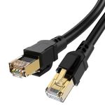 BESTOR RJ45 Ethernet Cable 1M Internet Network LAN Patch Cable Cord Shielded High Speed 40Gbps 2000Mhz Cat 8 Cables for Gaming, Router, PS4, Xbox - Compatible with Cat7/Cat6a/Cat5e Network, Black