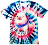 Harycnct Little Kids Blue Pink Pig Tie Dye Shirt 6-16 Years Boys' Girls' Hippies Senior Tie-Dye Tee Tshirt Size 6