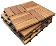 CLICK-DECK 12 Slat HARDWOOD Decking Tiles - Patio, Balcony, Roof Terrace, Hot Tub, Deck Tiles Flooring Decking Cheap Prices for Large Quantities (18x Hardwood Tiles)