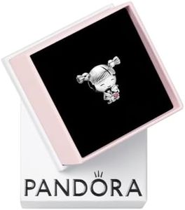 PANDORA Little Girl with Pigtails Charm - Compatible with PANDORA Moments - Gift for Her - Made with Sterling Silver & Enamel - with Gift Box