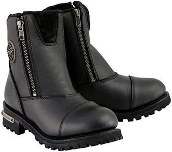 Milwaukee Leather MBM102 Men's Black Smooth Double Sided Zipper Entry Motorcycle Leather Boots - 14