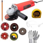 Atrocitus Corded Heavy Duty Professional Angle Grinder with 100mm Disc Diameter & 5Pcs Wheels (Marble,Metal,Tile,FlapDisk,Grinding)