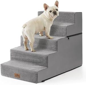 CCOZY KISS Dog Stairs for Small Dogs, 5 Tier Removable Wider Pet Stairs for Couch and Bed, 23.6" H Non-Slip Dog Steps for Puppies and Old Cats with Support Board, 19.7x29.5x23.6 inch, Grey