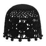 ZLYC Women's Girls Crochet Hat Handmade Beanie Hat Slouch Summer Knitted Hats, Pearl Black, One Size