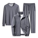 HAOLEI Tracksuit Mens Full Set UK Clearance 3 Piece Athletic Sweat Suits Full-Zip Jacket with Zipper Pockets Sweatshirt Running Joggers Bottoms Sets Sportwear Loose Casual Plain Loungewear