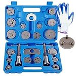 Qnkaa 22pcs Brake Caliper Rewind Tool Kit to Wind Back Front and Rear Disc Brake Piston Compression Pad Replacement Master Set with One Pair of Glove