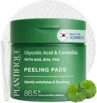 PLANTIFIQUE Korean Glycolic Acid Pads with CICA, 60 Pcs - AHA, BHA, PHA Face Exfoliating Pads for Gentle Skin Renewal - Toner Pads for Cleansing All Skin Types - Vegan Formula & Refillable Container