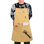 igadgitz home U7240 Unisex Waxed Canvas Apron, Water-Resistant Heavy-Duty Canvas Apron - Sand