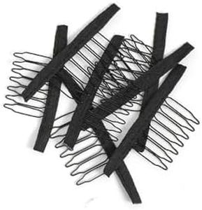 JIUSERLU 20 Pieces Wig Combs, 7-teeth Wig Clips to Secure Wig, Wig Accessories Tools For Making Wig Caps, Black (20 Pcs)