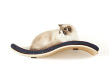 LIORCE Cat Shelf with Comfortable Cat Cushion - Wave Modern Cat Bed - Minimalistic Floating Cat Wall Perch - Wooden Wall Mounted Cat Furniture for Sleeping, Playing, Climbing, and Lounging