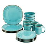 American Atelier Round Dinnerware Set | 16-Piece Stoneware Modern Plates & Bowls Sets | Gift Set Includes Dinner Plates, Salad Plates, Bowls, Mugs -Stoneware Dinnerware Set