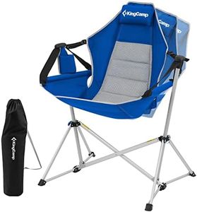 KingCamp Swinging Camping Chair for Adults Lightweight Folding Garden Chairs Recliner Relaxation Rocking Foldable Chair with Pillow and Cup Holder for Outdoor Picnic Traval