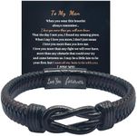 To My Man/Son/To My Grandson/Uncle/Brother/Boyfriends Bracelet- "I Will Always Be With You" Braided Leather Bracelet for Men Boys, Stainless Steel Inspirational Wristband, Handmade Mens Braided