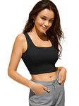 BERRY BIRD Stylish Women's Sleeveless Square Neck Ribbed Classic Fit Crop Tops For Gym, Beach,And Casual Stylish Wear Tank Top