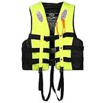 Life Jacket, Buoyancy Vests, Buoyancy Aid, Adjustable Swim Vest Buoyancy Aids Safety Snorkeling, Adult Swim Vest for Water Sports Fishing, Surfing, Diving, Rafting, Kayaking, fluorescent green, XXL