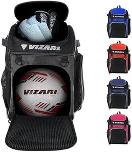Vizari Soccer Backpack With Ball Compartment and Vented Ball Pocket and Mesh Side Cargo Pockets for Adults and Teens