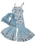 ANNA'S Fashion Baby Girls Cotton Floral Printed Kurti With Sharara Dress & Dupatta Set For Kids (Blue 5-6 Years)