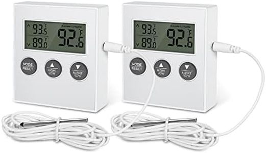 KeeKit Refrigerator Thermometer, 2 Pack Digital Freezer Thermometer, Upgraded Fridge Thermometer with High & Low Temperature Alarm, LCD Display, Magnetic for for Home, Kitchen, Restaurants
