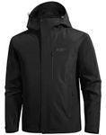 Pioneer Camp Mens Rain Jacket Waterproof Shell Jacket Hooded Lightweight Rain Coat for Outdoor Hiking 4 Pockets Windbreaker, Black, Large