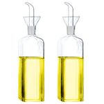 Lanhope Oil Bottle Glass Olive Oil Dispenser Bottle Glass Cooking Oil Vinegar Measuring Dispenser With Spout for Kitchen and BBQ (500ml/17.6oz, 2 Pack)