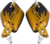 1 Pair Universal Motorcycle Rearview Side Mirrors, Keenso Adjustable Aluminum Handlebar Rear View Side Mirrors Flame Pattern Motorbike Scooter 10mm 8mm (Yellow)