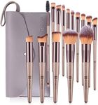 HEYMKGO Makeup Brushes, 15 Pcs Make Up Brushes Set Professional Champagne Gold Makeup Brush Pack, Foundation Blending Powder Blush Concealers Eyeshadow Eyeliner Make-up Brush Kits with Cosmetics Bag