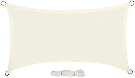 EUGAD Vela Ombreggiante 4 x 6 m, Tenda a Vela in 200 g/m² HDPE, Tende Parasole Rettangolare Protezione Solare Schermo UV, Respirante, per Giardino Terrazzo Balcone, Crema 0209ZYF