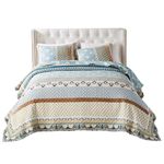 Greenland Home Thalia Velvet-Embellished Cotton Quilt Set, Reversible, 3-Piece King/Cal King, Blue