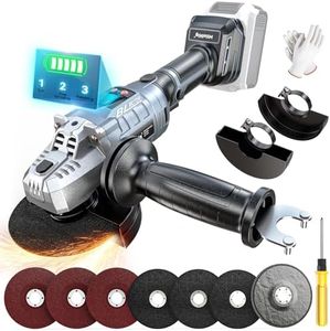 MtiolHig Cordless Angle Grinder Compatible with Dewalt 20V Battery: 3 Adjustable Speed 10000RPM Brushless 4-1/2 inch Grinder Tool with Grinding and Cutting Wheels, Flap Disc, Bare Tool Only