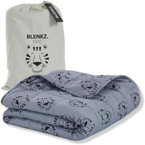 BLENKZ. Couverture lestée pour enfant 3,5 kg - 100 x 150 cm - Couverture de relaxation avec surface en coton certifiée Oeko-Tex - Design visage de tigre bleu (visage de tigre bleu, 3,5 kg - 100 x 150