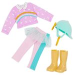 Glitter Girls – 14-Inch Doll Clothes – Horseback Riding Outfit – Pink Sweater & Tutu Leggings – Yellow Riding Boots & Helmet – 3 Years + – Colorful Trails