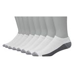 Hanes Men's, Max, Black, 6 Ultimate 8-Pack Ultra Cushion FreshIQ Odor Control with Wicking Low Cut Socks, White-8 Pair Pack, 4.5-12 UK (Pack of 8)