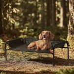 Gardner Pet Elevated Dog Bed, Outdoor Raised Dog Bed, Portable Cooling Bed for Dogs, Elevated Pet Bed with 3-Sided Guardrail, Washable Breathable Mesh, Size S (88x55x31cm), Black