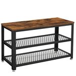 VASAGLE Shoe Bench, Shoe Rack with 2 Shelves, Shoe Organiser, 30 x 73 x 45 cm, Entryway Living Room Hallway, Steel Structure, Industrial Style, Rustic Brown and Black LBS73X