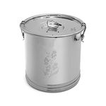 Cosovo Stainless Steel Storage Box Drum | Steel Container 15 Kg | Steel Kothi | Rice Storage Container | Kitchen Rice Flour Atta Big Container Dabba With Lock System (10-25 Kg) - Silver