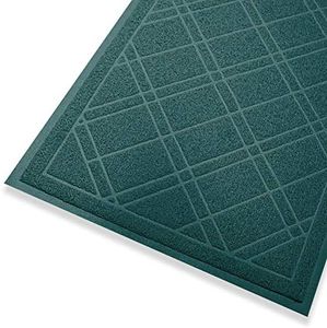 SlipToGrip Universal Door Mat, Plaid Design - Green, 42 x 35 - Anti Slip, Durable & Washable, Outdoor & Indoor Floor Welcome Mat Door Mat Entry -Rug for Garage, Patio, Front Door, Dust Absorbent