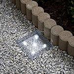 Cool White Solar LED Brick Landscape Light | 6x6 Size Glass & Waterproof | Solar Panel & Rechargeable Battery Included