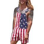 Generic American Flag Overalls Mens Romper 4th of July Jean Jumpsuits Womens Denim Bib Overall Shorts Rompers, #A1 Red, X-Large