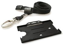 Customcard ltd® Holder and Lanyard Neck Strap with Lobster Metal Clip for ID Badge, ID Card - Colour Black. Recyclable Holder and ECO Friendly Lanyard (Black)