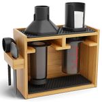 HEXNUB – Bamboo Organizer for AeroPress, Coffee Caddy Station Holds AeroPress Coffee Maker, Accessories, Filters, Cups, Stand includes Dripper Mats (Black)