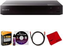 Sony BDPBX370 Streaming Blu-Ray Disc Player with WiFi Bundle with Deco Gear 6FT 4K HDMI Cable, Microfiber Cleaning Cloth, Deco Essentials Laser Lens Cleaner & 1 Year CPS Enhanced Protection Pack