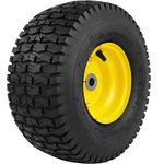 1PCS 15x6.00-6 Lawn Mower Tires,15x6-6 Front Tire Assembly Replacement for Craftsman/John Deere/Cub Cadet Riding Mowers,4 Ply Tubeless,570lbs Capacity,3" Offset Hub,3/4" Bushing