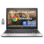 HP Chromebook 11.6" HD Anti-Glare Laptop, Intel Celeron N3060, 4GB RAM, 16GB eMMC, Intel HD Graphics, Island-Style Keyboard, Webcam, WiFi 5, Chrome OS, Gray, 128GB Hotface USB Card