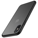 TENDLIN Compatible with iPhone XS Max Case Translucent Matte Hard Back with Soft Silicone Bumper Comfortable Case (Black)