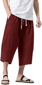 MAGNIVIT Men's Linen Pants Casual Lightweight Drawstrintg Elastic Waist Summer Pants Red 36