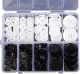 YEWYzhq Round Sewing Buttons 160Pcs with Storage Box, Black White Buttons, Shirt Clothing Buttons, Suitable for Variety Clothing Sewing, Pillow Cases Sewing