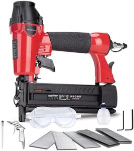 ​PowerSmart Pneumatic Brad Nailer, 18 GA 2 in 1 Nail Gun and Crown Stapler with 300pcs Nails/ 200pcs Staples, for Carpentry Woodworking DIY Projects