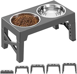 Ormalla Raised Dog Bowls, 5 Heights Adjustable Elevated Dog Bowls with 2 Stainless Dog Food and Water Bowl, Dog Bowl Stand for Large Medium Small Dogs, Adjust to 3.2”, 8.7”, 9.9”, 11.1", 12.2" - Grey