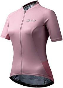 Santic Women's Cycling Jersey Short Sleeve Biking Shirt Full Zip Tops with 3 Pockets Breathable Quick Dry